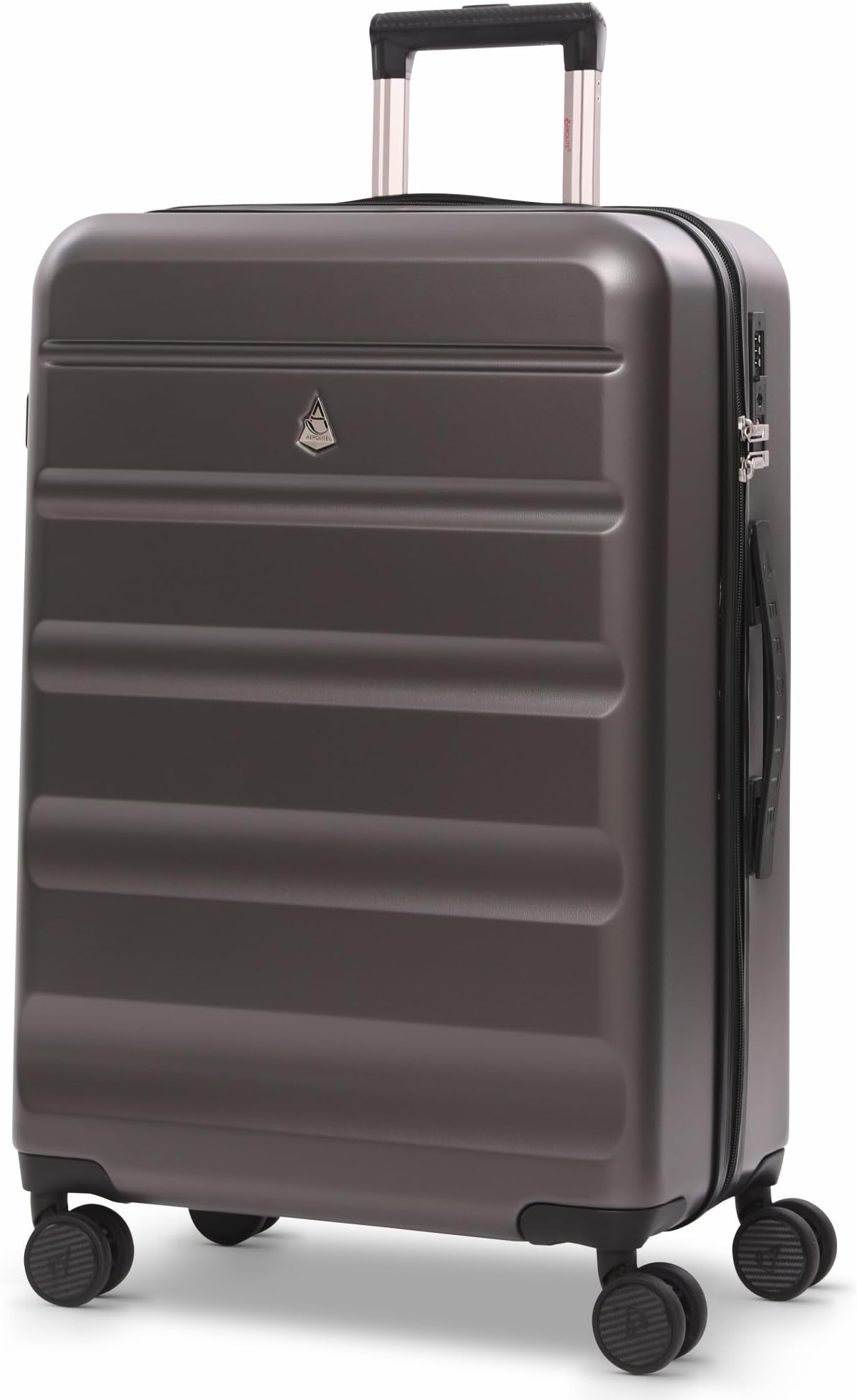 Aerolite Medium 24in 67L Lightweight ABS Hard Shell 4 Wheel Spinner Travel Hold Checked Check in Luggage Suitcase (Charcoal, M 24in)