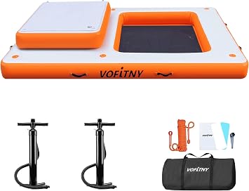 VOFiTNY Inflatable Floating Dock, Swim Platform Floating Dock for Lakes, Lake Floats for Adults, Island Raft Mat for Lake Beach Ocean, Non-Slip Surface