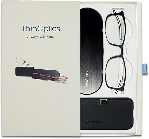 ThinOptics Juego de regalo  Frontpage Brooklyn + lentes de lectura rectangulares de cápsula universal