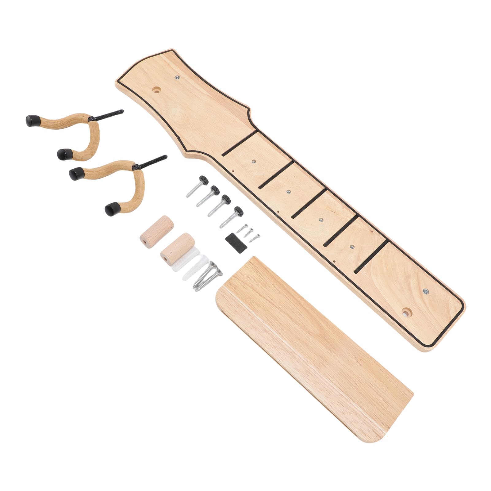 Soporte de Pared para Guitarra con Estante y Soporte para Púas Elegante de Madera Firme y Duradero Perfecto Espacios Ensayo Material único Madera Maciza