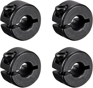 MECCANIXITY Shaft Collar 0.24 Inch Bore Single Split Carbon Steel Clamping Collar Shaft Collars with Set Screw Black 4 Pack
