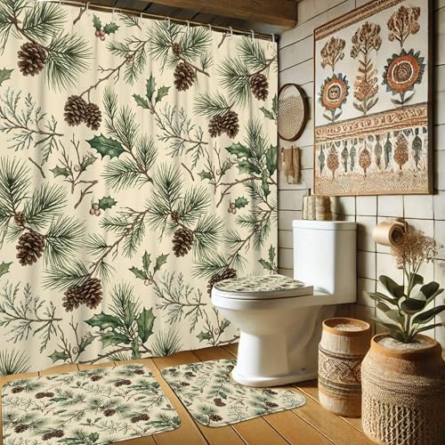 Rideau de douche imperméable en polyester vert 183x183 cm - 2
