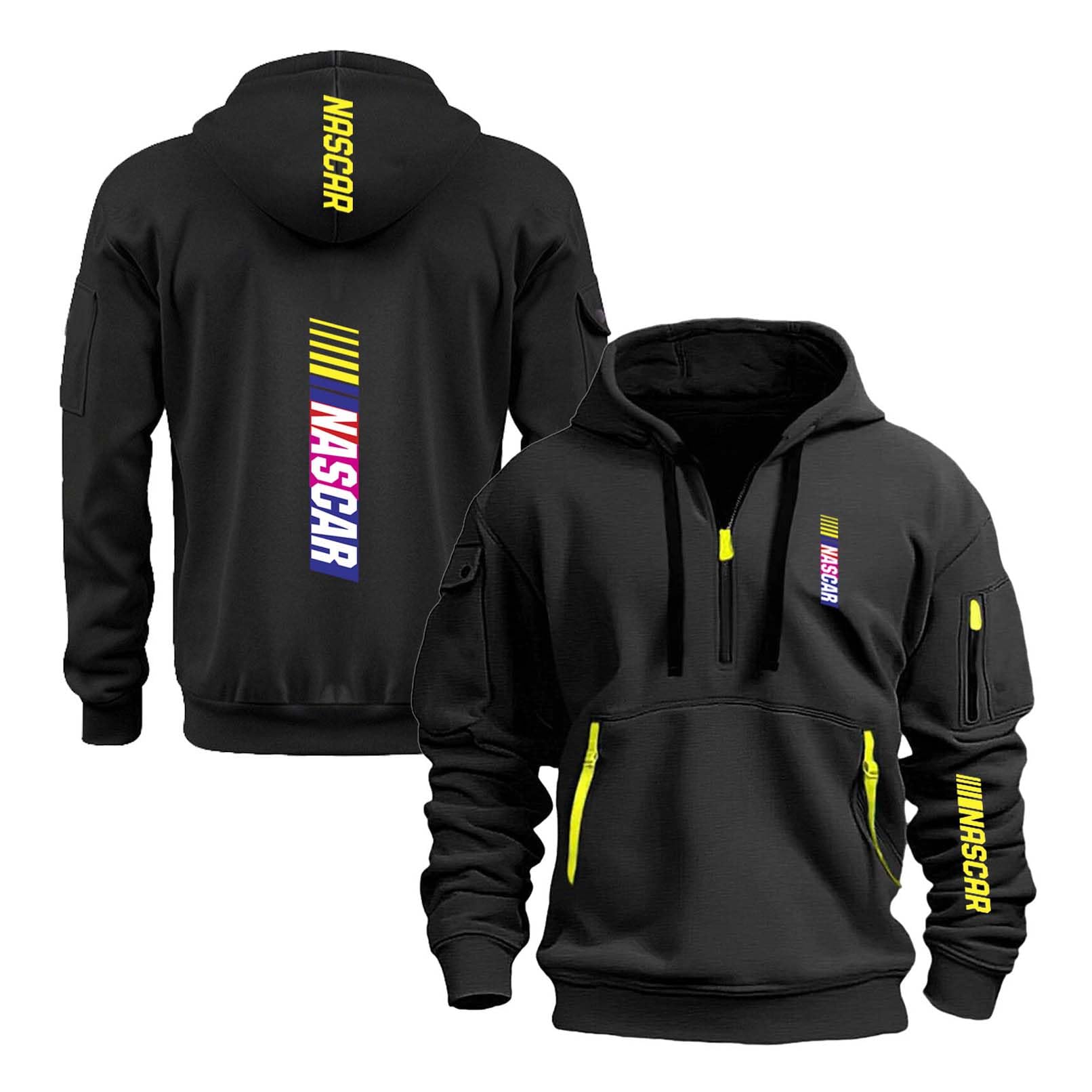 NXTBHDCW Men's Printed Hoodies Stareet Wear for N.A.SC.A.R Half Zip Coats with Pocket Outwear Cozy Tops Hoody Active Spring Autumn Jackets Long Sleeve Sweatshirt-HeiS||x_l