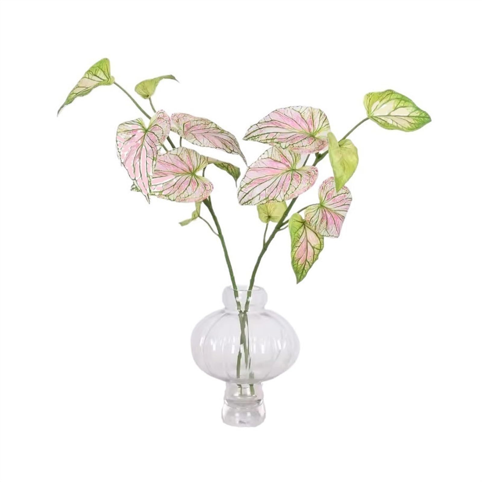Fiori Artificiali Simulazione Fiore Pianta Rosa Verde Foglia di Calla Decorazione della tavola di casa Composizione Floreale Fiore Finto con Vaso di Vetro Fiori Finti