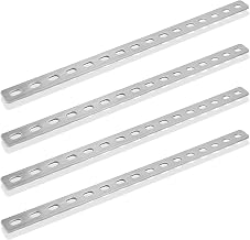 Flat Connector Stainless Steel 4 Pieces 408 x 24 x 3 mm 16 Holes | Perforated Sheet Stainless Steel Wood Connector Metal Perforated Plate Flat Iron Perforated Repair Plate for Furniture