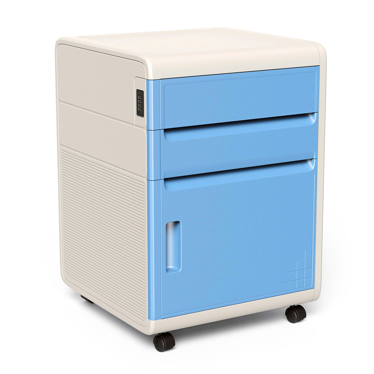 File Cabinet, EVERTOP Plastic File Cabinet Organizer with Code Lock for Classroom Office Home (New Blue)