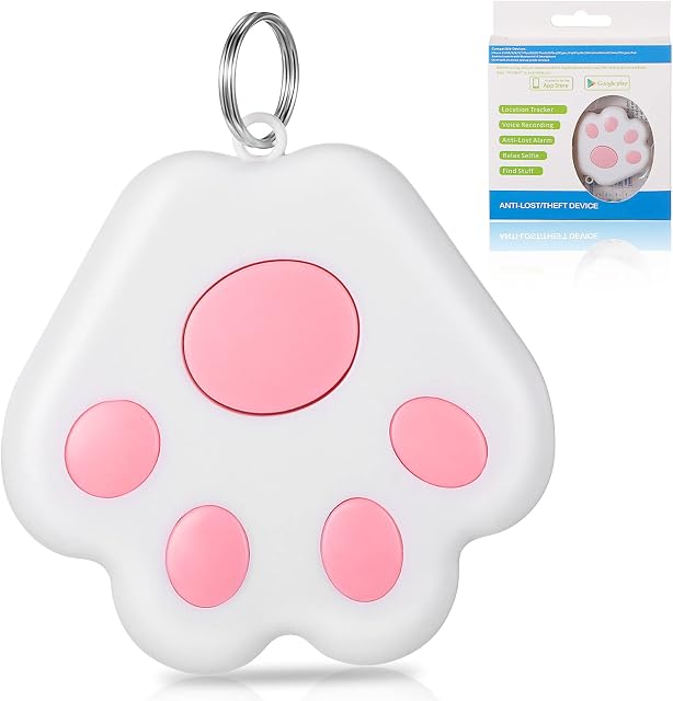 Photect Mini GPS Dog Tracker Pet Tracker Compatible with Bluetooth Portable Cat GPS Tracker Cat Collar Tracker Anti Lost Pet Locator GPS Tracking Locator for Dog Cat Pets Kids Key Luggage Wallet, Pink