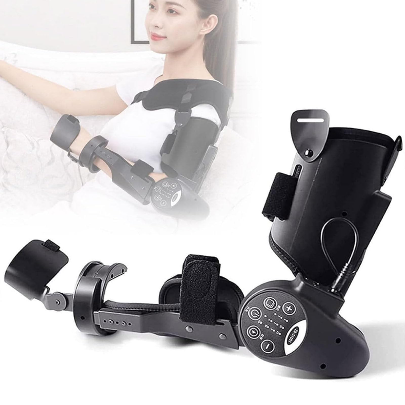Oiyeknrd Electric Elbow Joint Rehabilitation Training Equipment, 9 Levels Intensity Adjustable, -10~150°(+20°) Arm Flexion and Extension Trainer for Hemiplegia Joint Left