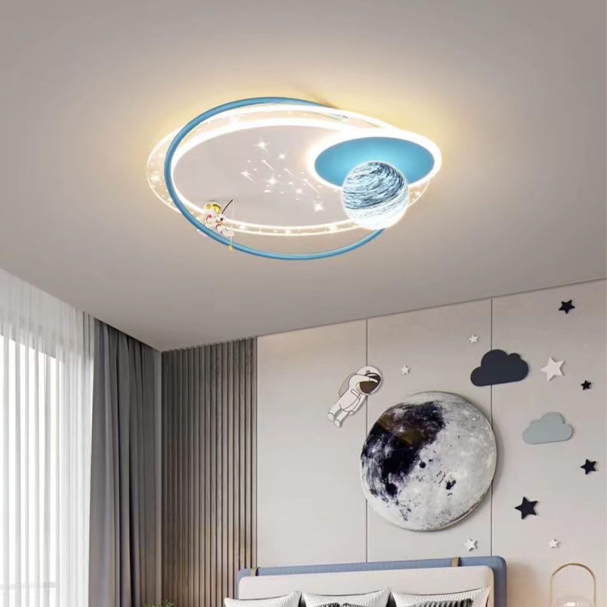 LED Kinder Deckenlampe, Mond Astronaut Deckenleuchten für Kinderzimmer Dimmbar Deckenleuchte mit Fernbedienung & APP Kreative Kinderzimmerlampe Schlafzimmer Decke Lampe Für Jungen und Mädchen Zimmer