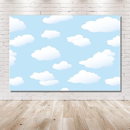 Miniatura 6 de MEHOFOTO - Telón de fondo para estudio fotográfico de cielo azul y nube blanca, decoración de fiesta de cumpleaños para niños, baby shower,
