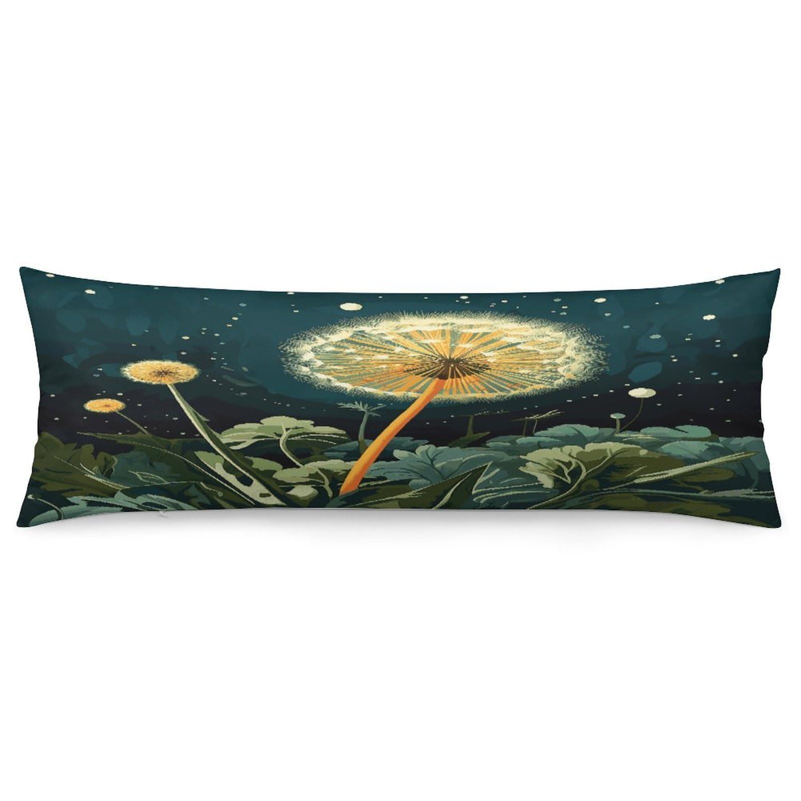 Dandelions at Night Body Pillow Cover Luxury Long Body Pillow Pillowcase with Hidden Zipper Breathable Soft Cozy Pillow Case Wrinkle Fade Resistant Pillowcase 20''×54''