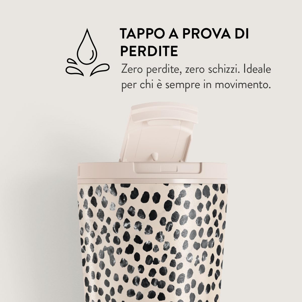 BURGA Bicchiere da Viaggio 500 ml – Bicchiere isotermico in acciaio inox, mantiene le bevande calde fino a 6 h e fredde fino a 24 h, coperchio ribaltabile antiperdita, compatibile con portabicchieri