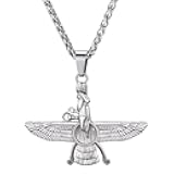 Farvahar Pendant Chain Stainless/Black Gun/18K Gold Plated Symbol Iran Persian Gift Necklace, Customizable