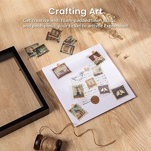 Califortree 12x16 Large Shadow Box Frame with Soft Linen Back - Metal Push Pins Included, Memory Shadow Box Display Case for Bouquet Awards Medals Wedding Photos and More, Black - Thumbnail 2