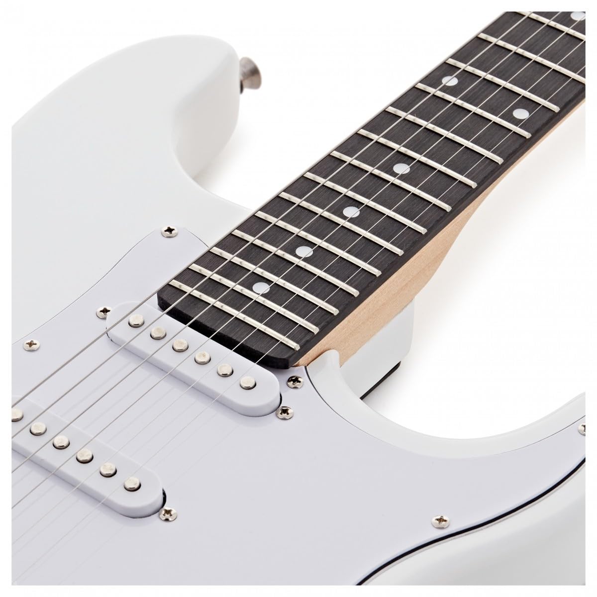 Chitarra Elettrica LA Bianca, Ampli 15W e Accessori | Manico e Corpo Leggeri e Comodi, Ampli Portatile con EQ 3 Bande e Overdrive, Ampli Pronto per il Palco e Pacchetto Completo