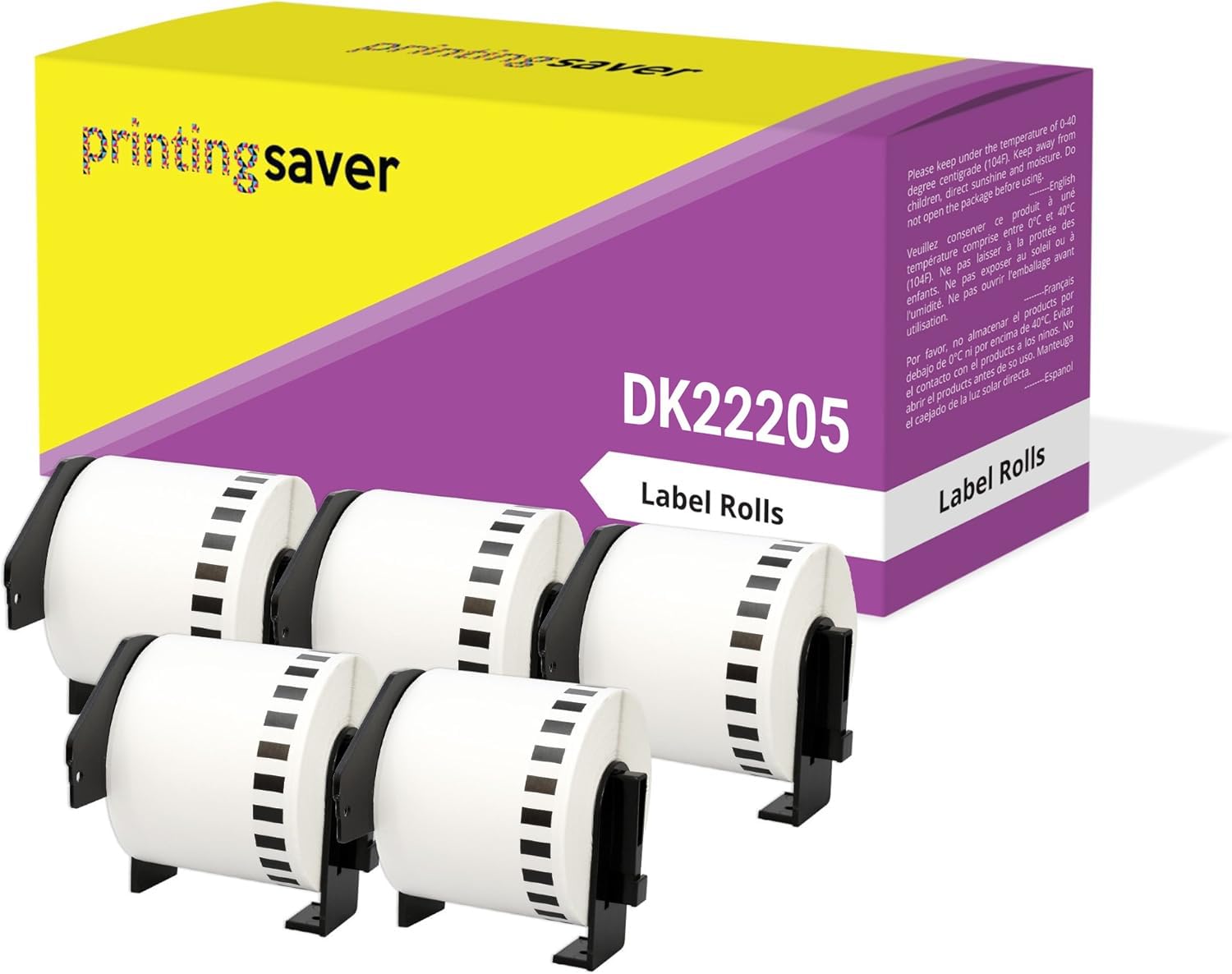 5x DK-22205 62 mm x 30.48 m Compatible Continuous Paper Label Tapes for Brother P-Touch QL-1110NWB QL-1100 QL-1060N QL-1050 QL-500 QL-500BW QL-570 QL-580 QL-700 QL-710W QL-800 QL-810W QL-820NWB