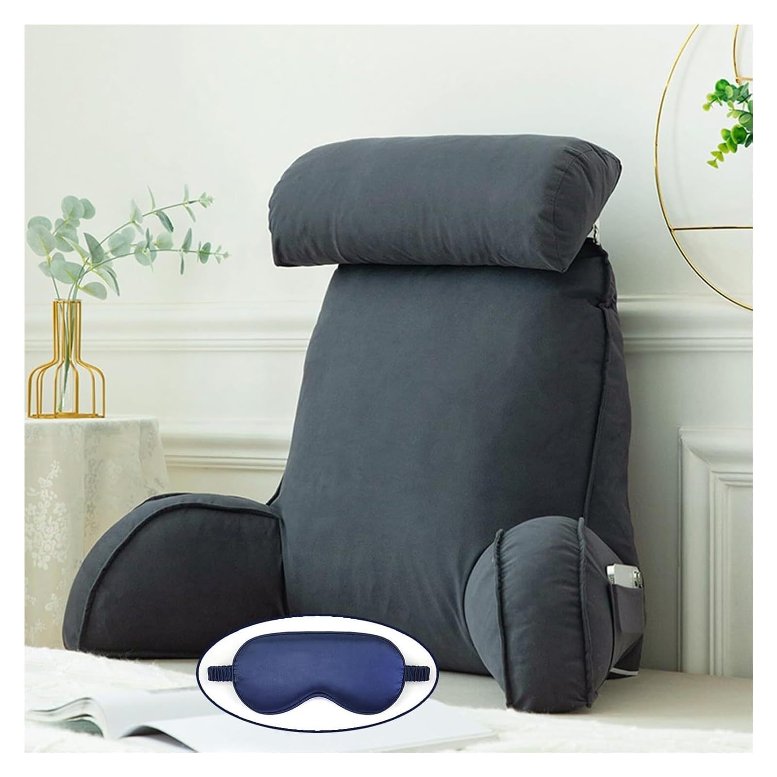 Iulgfsc Four Seasons Blue Gray Reading Pillow， Reading Pillow With Arm Support,Lumbar Cushion