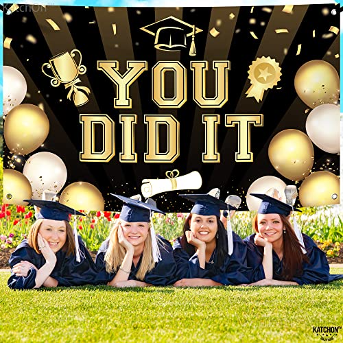 Image of KatchOn, Black You Did It Banner 2026 - XtraLarge, 72x44 Inch | 2026 Graduation Backdrop, Black and Gold Graduation Decorations 2026 | Congratulations Banner, 2026 Grad Party Decorations