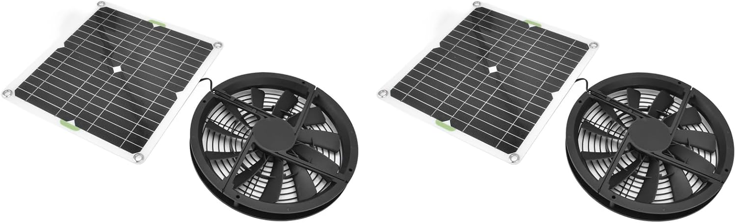 Hilitand Solar Powered Fan 10in 12V 2A 100W Solar Panel Round Case Exhaust Fan for Chicken Coops Sheds Window Exhaust, Hilitand9e5mfzt0xg