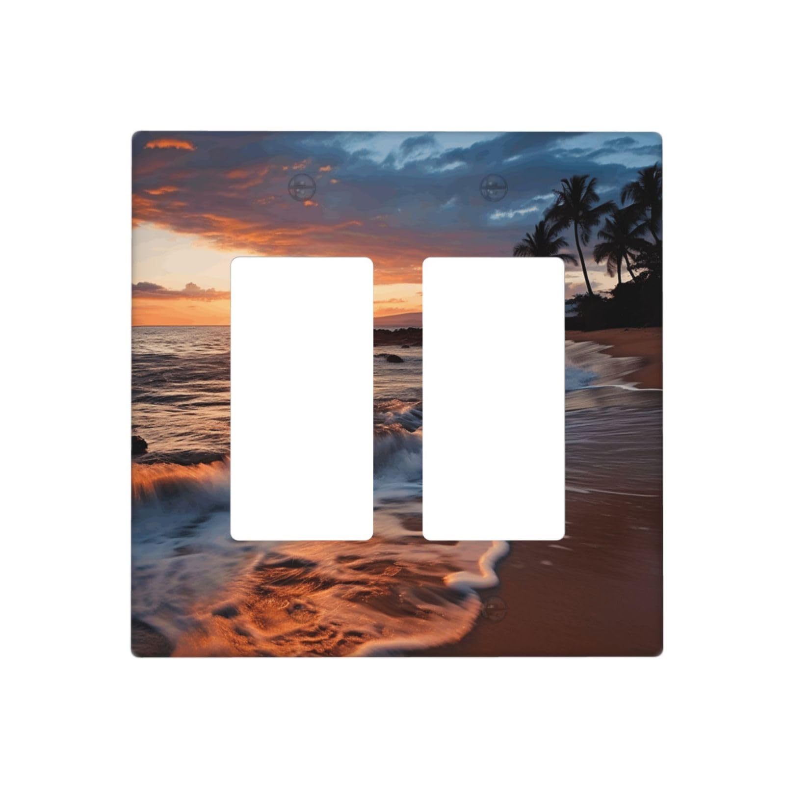 Decorator Wall Plate 2 Gang Light Switch Covers Beach Maui Hawaii Sunset Sea Waves Clouds Wallplate Double Toggle Switch Plate Standard Size Electrical Outlet Covers Decorative Wall Switch Plate Cover