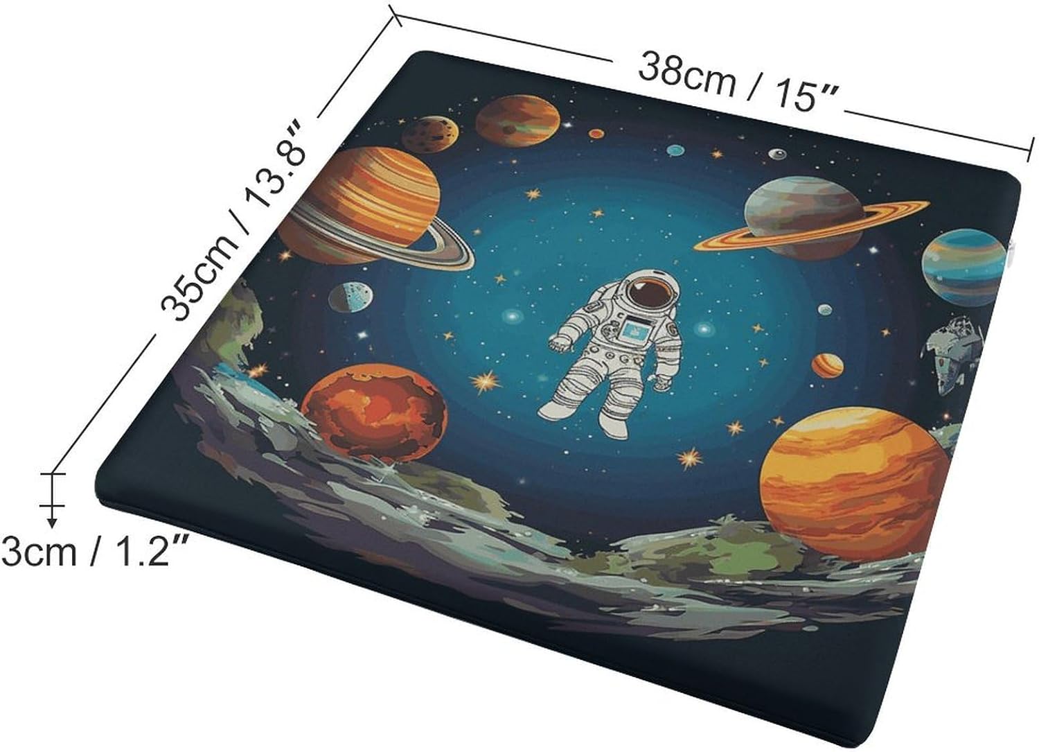 Outer Space Rocket Astronaut Chair Cushion Floor Pillow Stool Cushion | Cushions with Removable Cover with Square Memory for for Chair Living Room Balcony Office Sofa,13.8*15*1.2 Inch