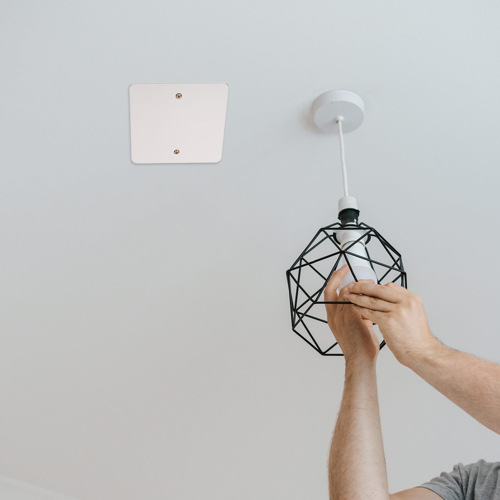 WOONEKY Boite Electrique Lot de 2 Pièces en Acier Inoxydable Argenté Cache Facile à Installer Plaque Murale de Recouvrement et Ignifuge pour Remplacement Domestique