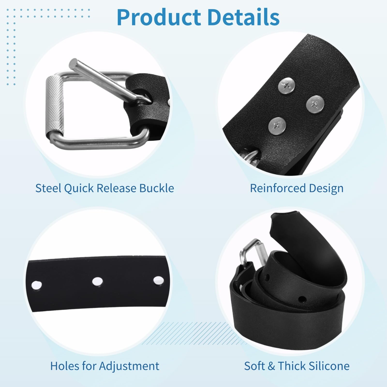 Ceinture de poids réglable pour plongée en apnée avec boucle à dégagement rapide en acier inoxydable, ceinture en silicone de 130 cm pour homme et femme