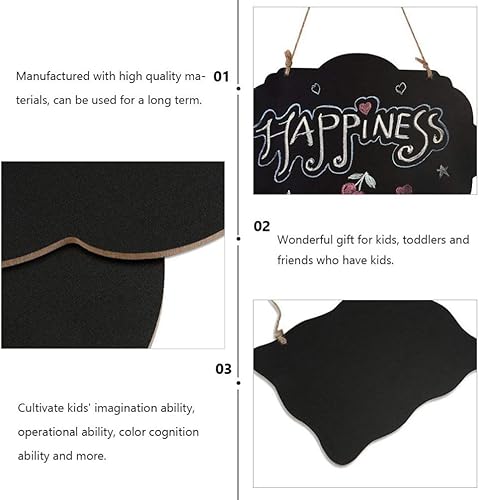 Miniatura 8 de DOITOOL 2 letreros de pizarra colgantes mini doble cara decorativa pizarra de tiza granja tablero de mensajes de madera para bricolaje bodas,