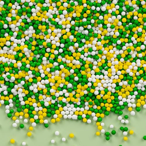 Image of Green Nonpareils Sprinkle,Edible Spring Sprinkles for Cake Decorating,Green Yellow and White Mini Pearls Mix,130g /4.58oz,Baking Candy Decorations,Soccer Cupcake Toppers,Cookie Donuts Ice Cream Dessert,Match Viewing Events Birthday Celebration Supplies Party Supplies