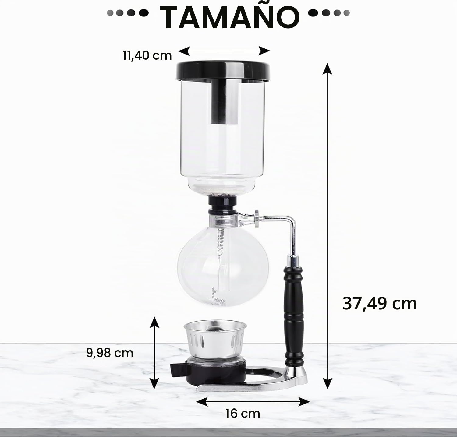 YUCHENGTECH Cafetera de Sifón,vidrio，5 tazas (600 ml)