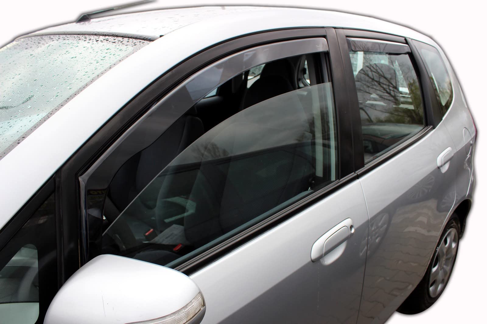 J&J AUTOMOTIVE Windabweiser passend für Honda Jazz 5-Türer 2001-2008 4tlg, Heko Regenabweiser Vorne Hinten Getönt Dunkel Passform
