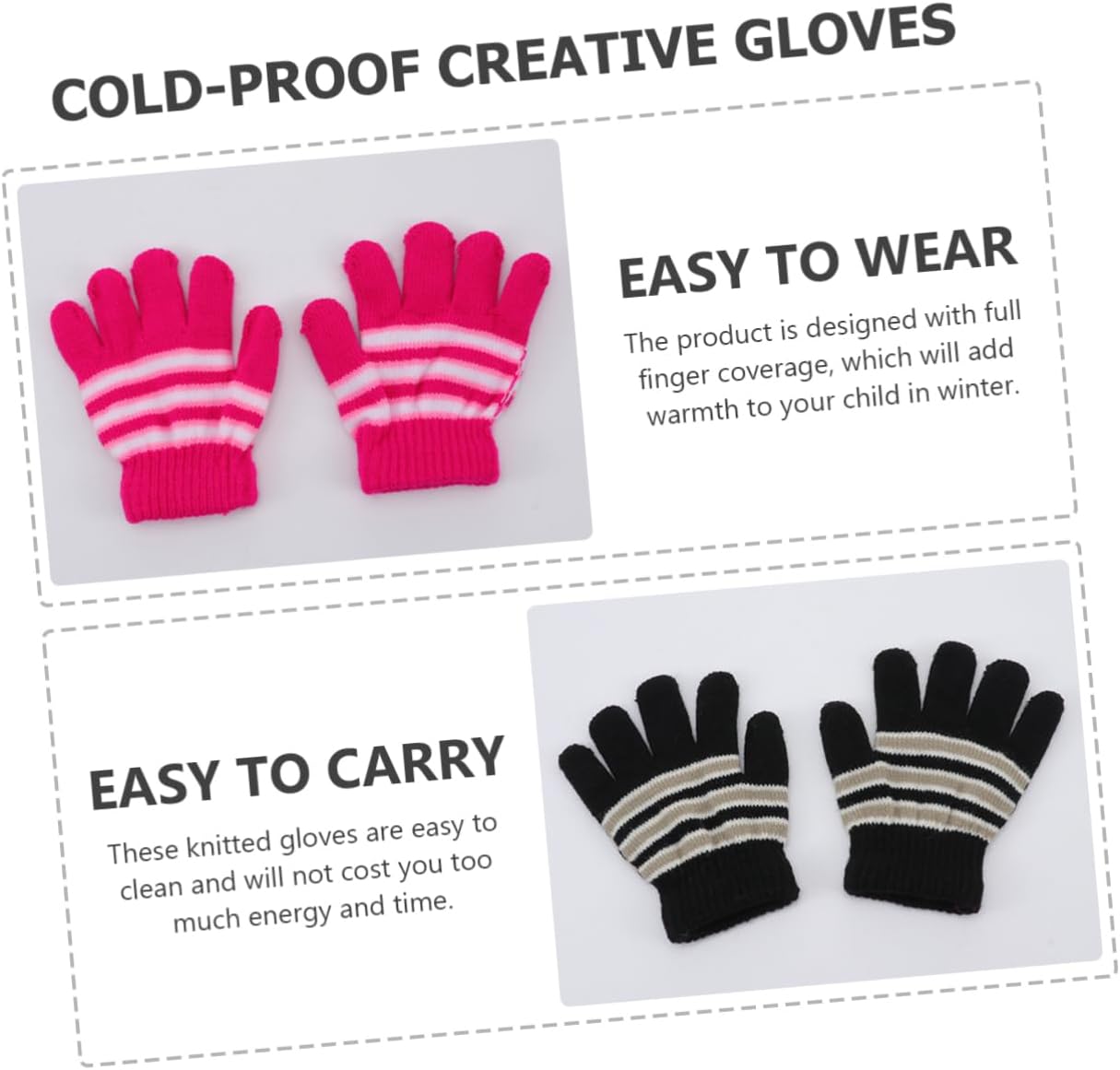 LIFKOME 6pairs Boys and Girls Knitted Warm Gloves Boy Girl Mittens for Winter Full Finger Mittens Clothing for