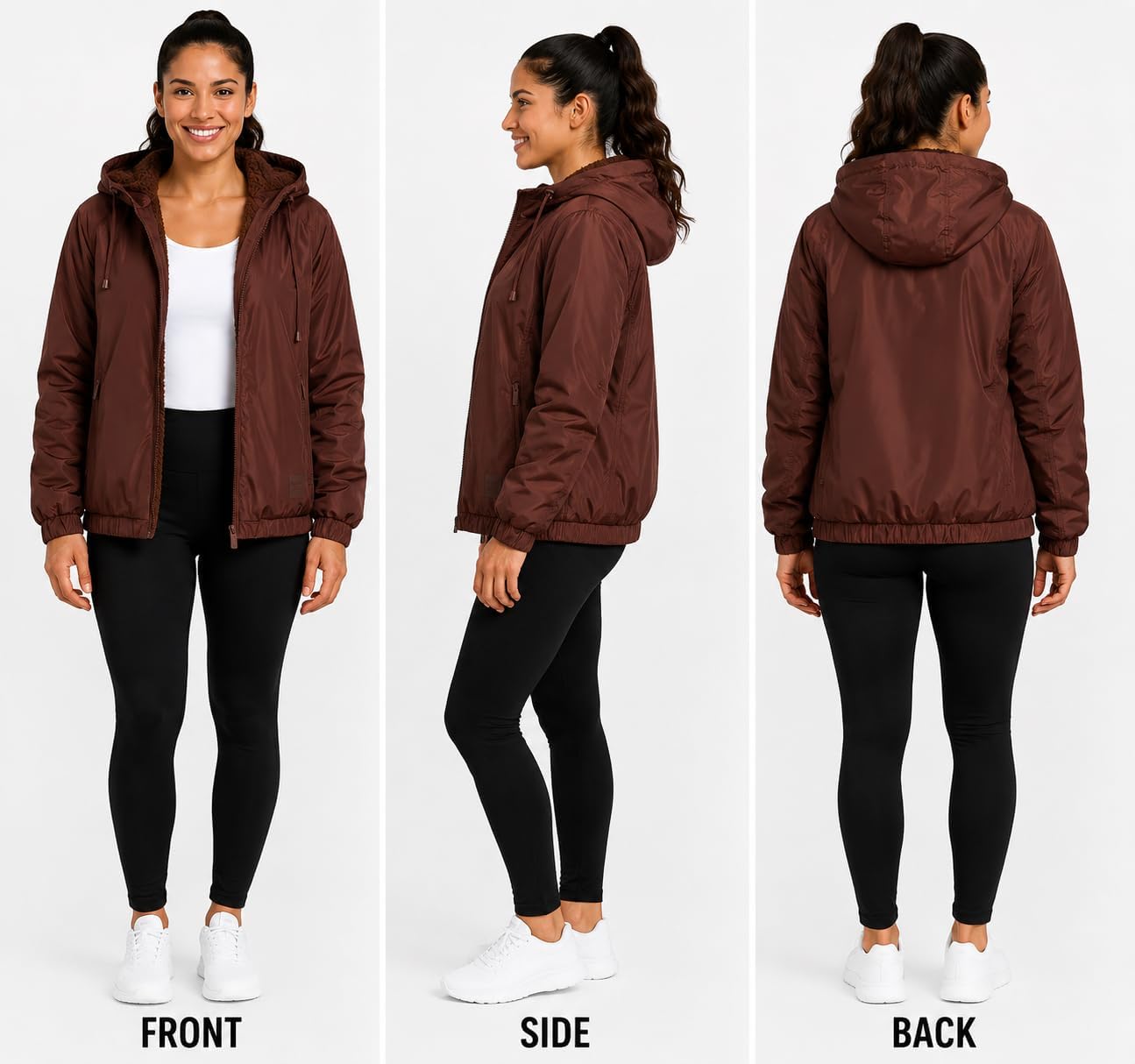 Reebok Womens Windbreaker Jacket - Water and Wind Resistant Midweight Cozy Sherpa Fleece Insulated Softshell Jacket for Women