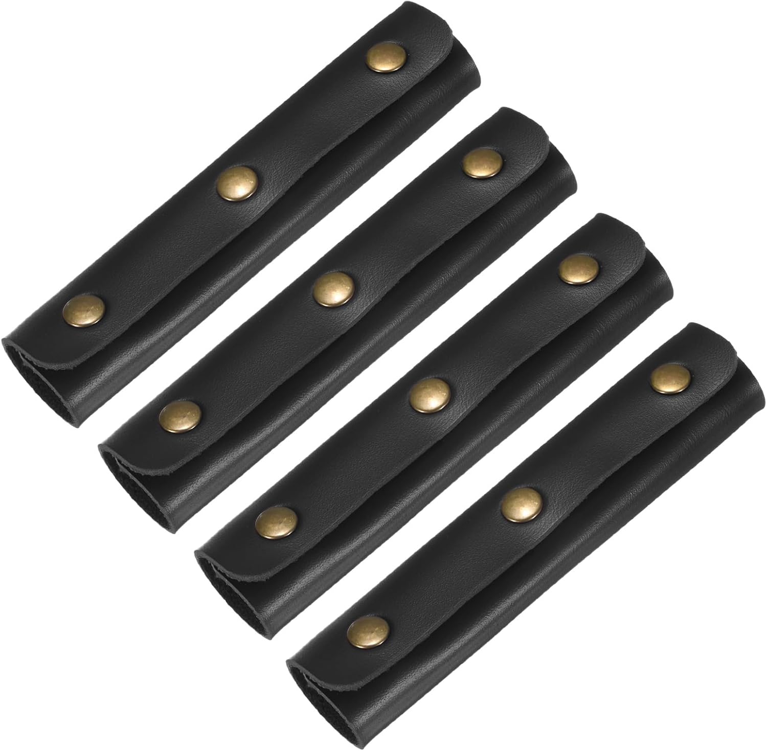 4PCS Handle Wrap Cover 5in/13cm Leather, Black, Soft Purse