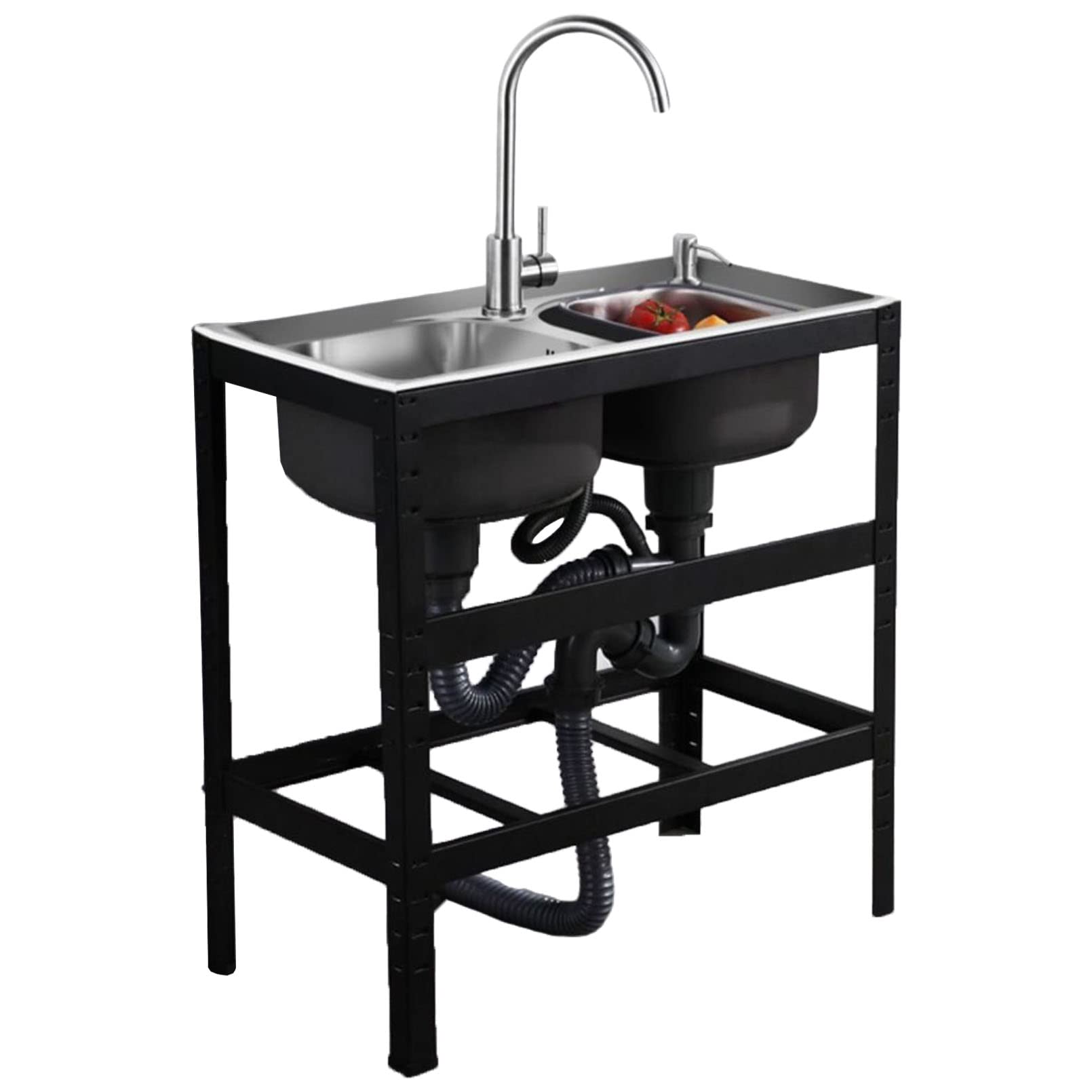 Évier de garage noir double bac pour nettoyer sans salir votre cuisine