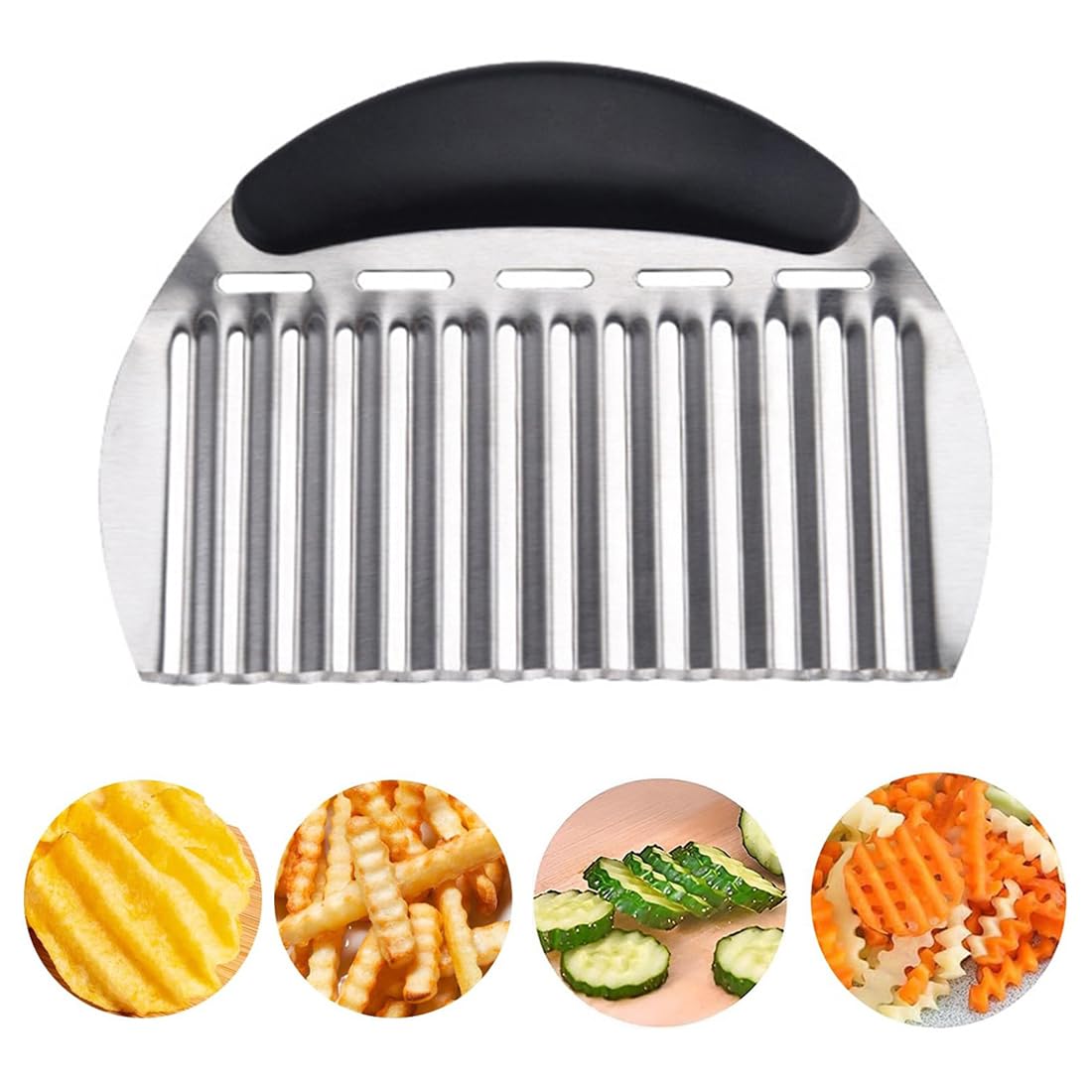 NULIZL Crinkle Cutter for Veggies Potatoes, Stainless Steel Wave Knife, Kitchen Crinkle Cutter Knife Chipper Salad Chopping Cucumber Carrot Fruit Vegetable