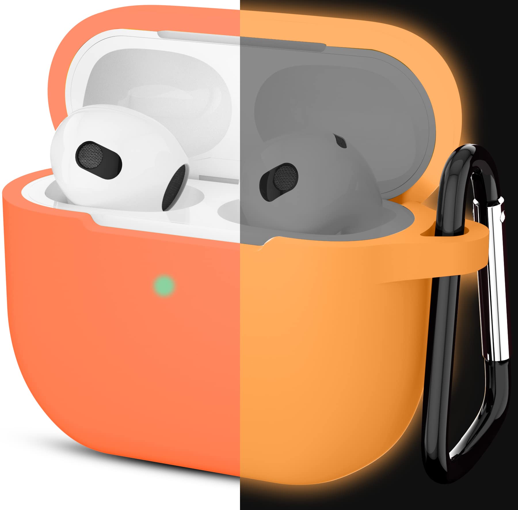 ATUAT Compatible with AirPods 3 Case, Protective Silicone Cover for AirPods 3rd Generation Case 2021, Wireless Charging - Fluorescent Orange