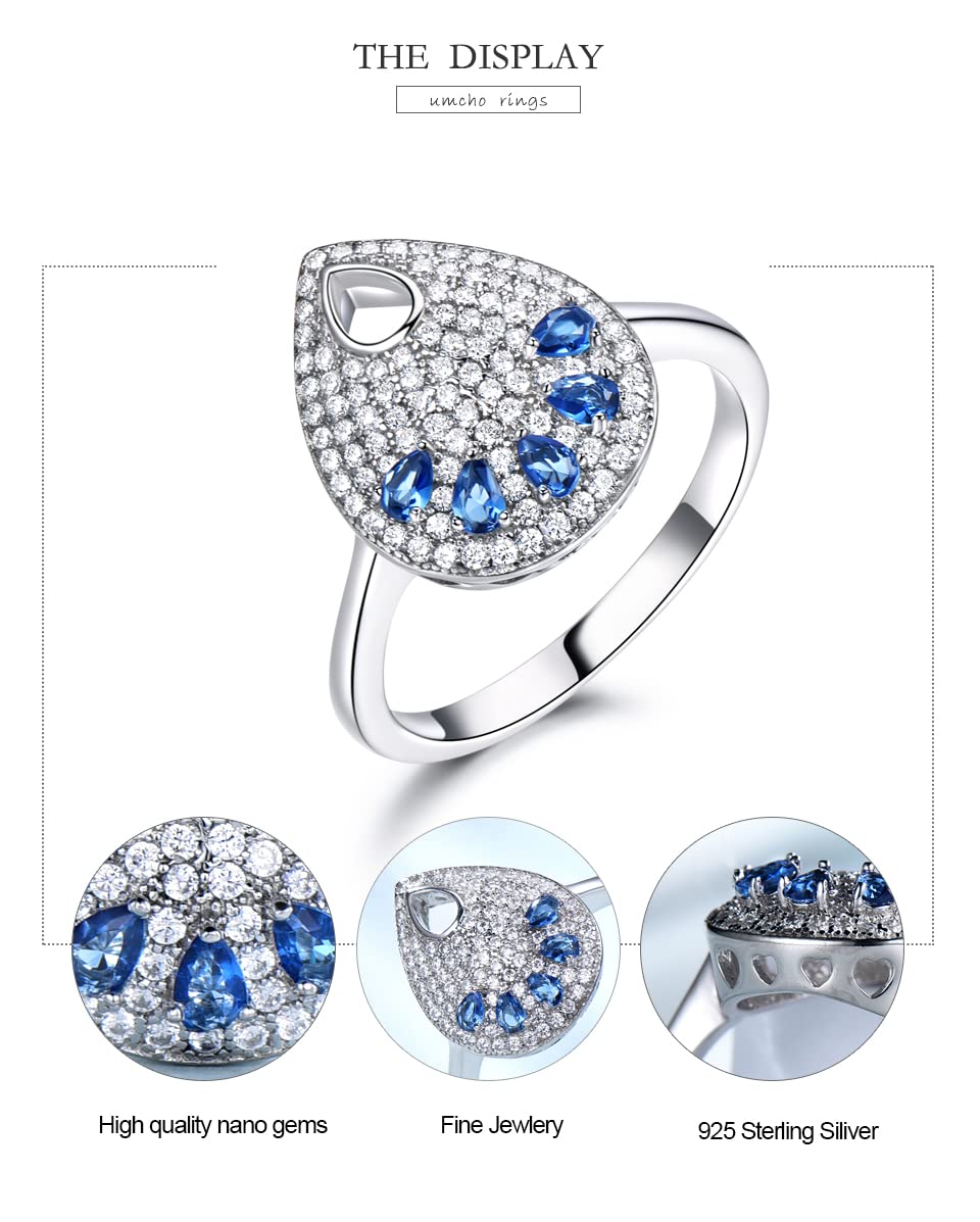 Anillo Azul con Forma De Gota A La Moda, Joyería De Plata De Ley 925 Auténtica, Anillos De Piedras Preciosas para Mujer, Regalo De Fiesta, Joyería Fina