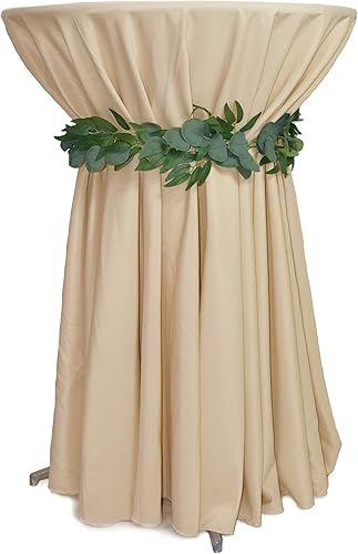 Miniatura 2 de YOUR CHAIR COVERS - Mantel redondo de poliéster prémium de 120 pulgadas - Mantel de lino color champán para mesas redondas estándar