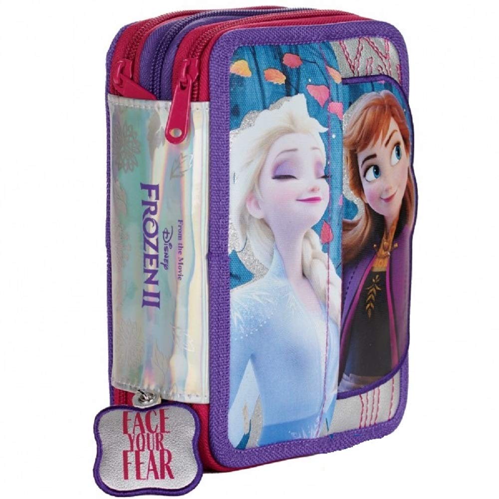 G.P. Schoolpack Zaino Scuola Compatibile con Frozen 2 Elsa Estensibile + Astuccio 3 Zip Completo