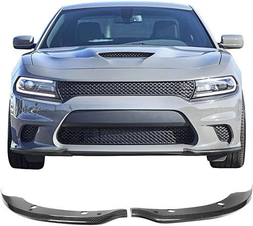 Miniatura 2 de IKON MOTORSPORTS, Protector de labios para parachoques delantero compatible con Dodge Charger Scat Pack SRT 2015-2023, impresión de fibra de