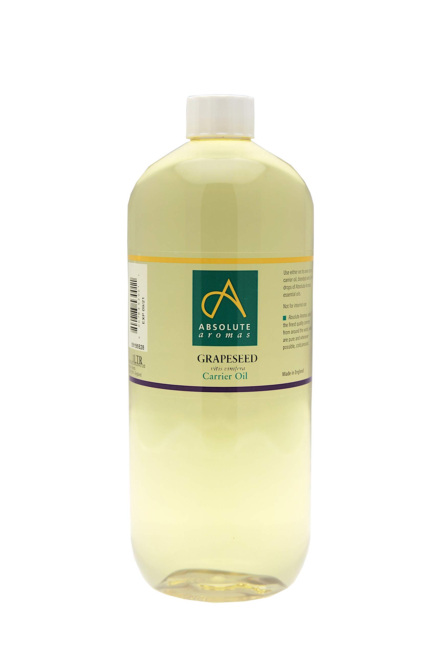 Grapeseed Oil 1L - Pure, Natural, Vegan, GMO-Free - Massage Carrier Oil and Moisturiser for Hair, Skin, Face and Nails.