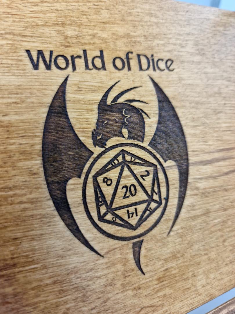 World of Dice - Würfeltruhe aus Holz Dice Sword - für bis zu 150 Pen & Paper Würfel, mit Würfelteller, ideal für Dungeons and Dragons (D&D) (XXL-Rechteckig)
