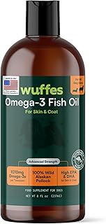 Wuffes Advanced Omega 3 Fish Oil for Dogs, Natural EPA & DHA Fatty Acids, Supports Healthy Skin and Coat, Joint Nutrition, Digestion & Immune System - 100% Pure Wild Alaskan Fish Oil - 8 Oz