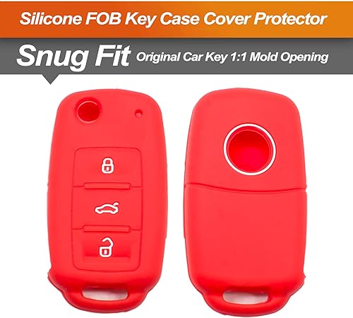 Miniatura 3 de Funda de silicona para llavero VW Volkswagen Jetta GTI Passat Golf Tiguan Touareg Beetle CC Eos Flip 3 botones  Accesorios para automóvil  Funda de