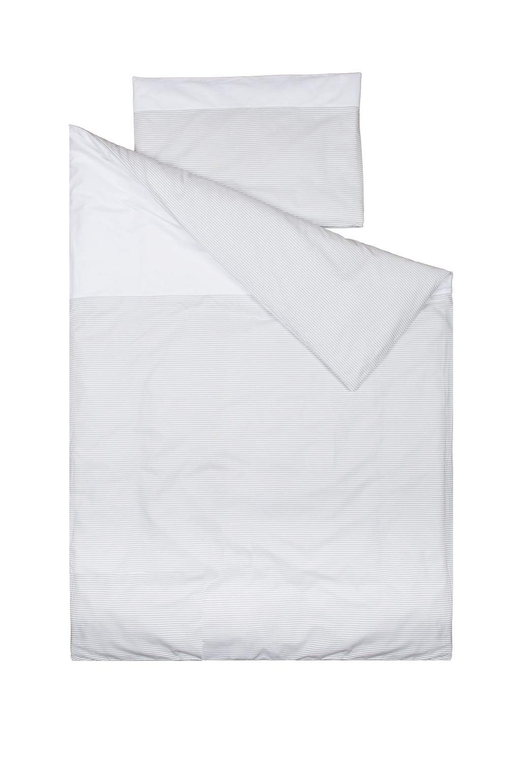 Copripiumino lettino 60x120cm + Federa Cuscino - 100% Cotone - Mis - 90x120cm, 30x60cm - Vizaro - Linee Grigie