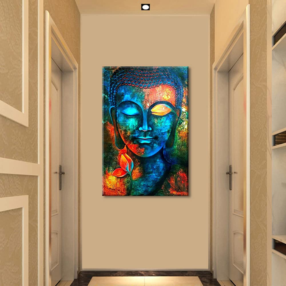 Canvas Schilderij Boeddha Hoofd Gezicht Poster Zen Muur Foto