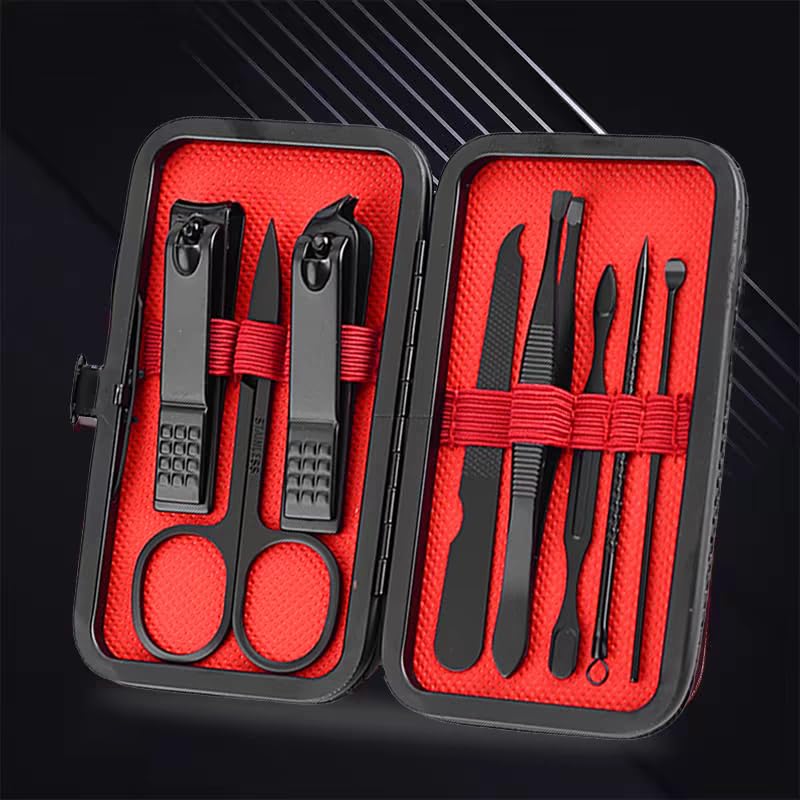 8pcs Nail Clippers Manicure Tool Set with Portable Travel Case Cuticle Nippers and Cutter Kit Professional Nail Clippers