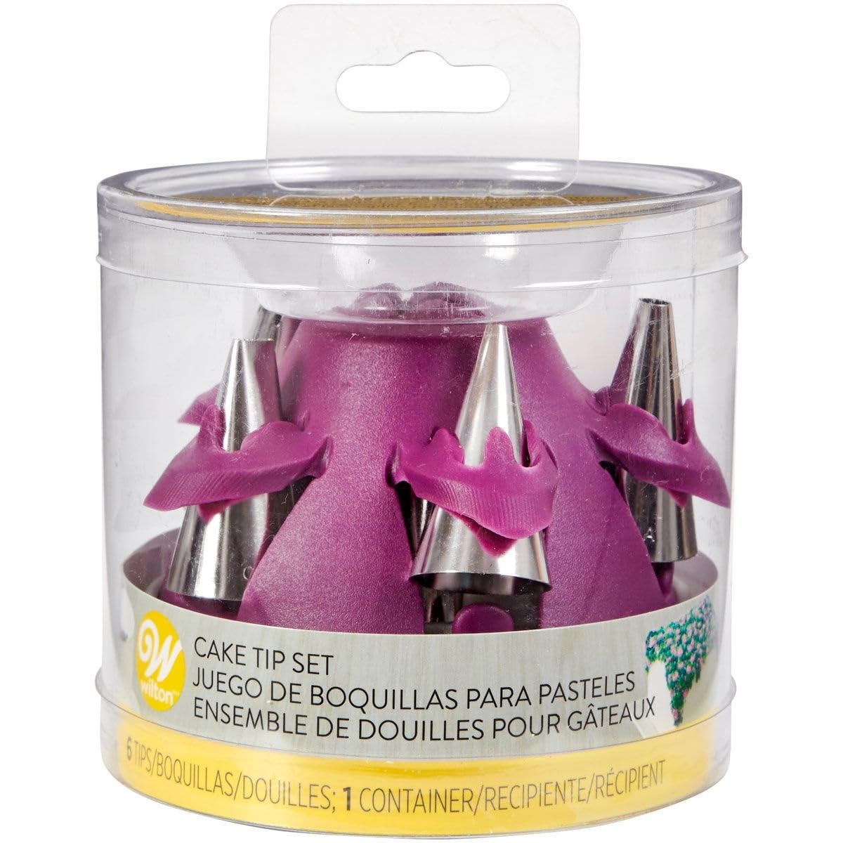 WiltonCake Piping Tip Set with Silicone Stand, Purple, 7 Pieces