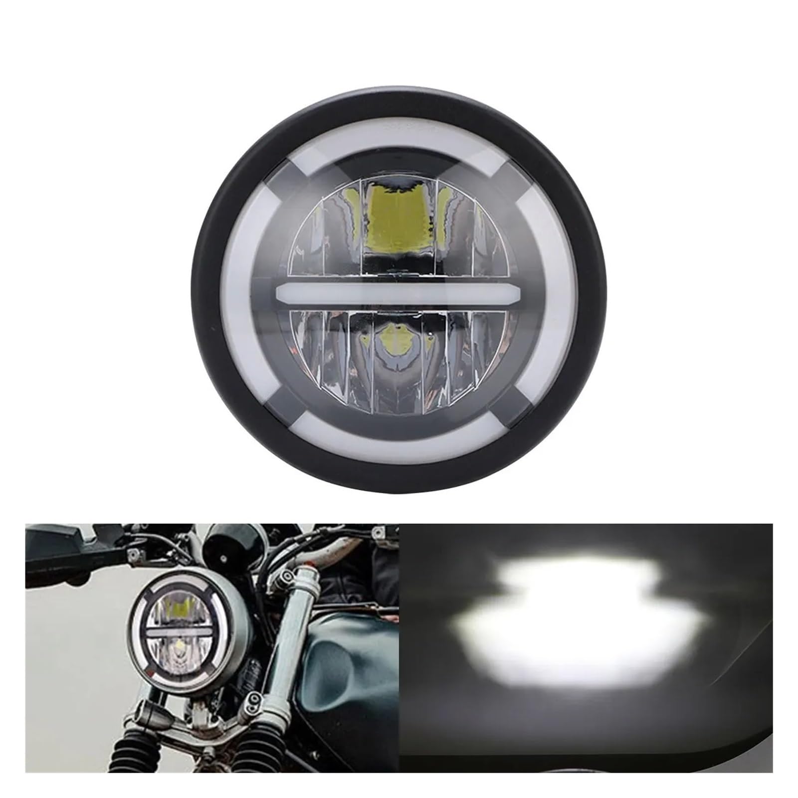 Ensemble Phare Moto Pour Phare Universel De Moto Voiture 7 Pouces Led DRL H4(Style B)